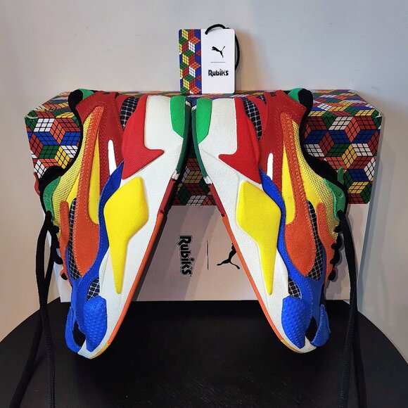 Size 7 Y (GS) PUMA x RUBIK'S RS-X³ Palace Blue-High Risk Red - Picture 7 of 10